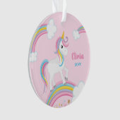 Magische regenboog Unicorn roze gepersonaliseerd Ornament (voorkant)