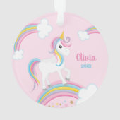 Magische regenboog Unicorn roze gepersonaliseerd Ornament (achterkant)