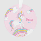 Magische regenboog Unicorn roze gepersonaliseerd Ornament (voorkant)
