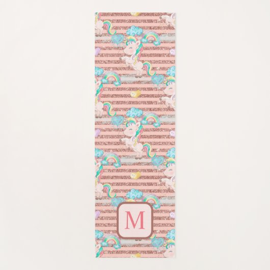 Magische regenboog Unicorn Roze Glitter Monogram Y Yogamat (Voorkant)