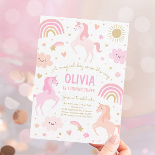 Magische regenboog Unicorn roze pastel Birthday Kaart