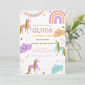 Magische regenboog Unicorn roze pastel Birthday Kaart (Staand voorkant)