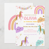 Magische regenboog Unicorn roze pastel Birthday Kaart (Voorkant / Achterkant)