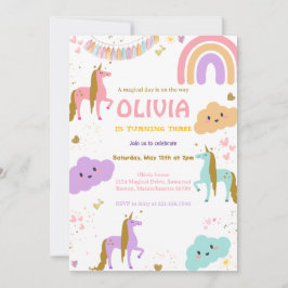 Magische regenboog Unicorn roze pastel Birthday Kaart