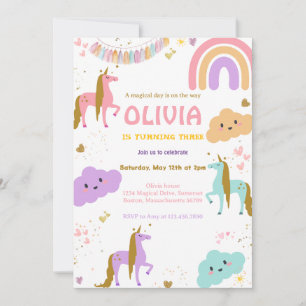 Magische regenboog Unicorn roze pastel Birthday Kaart