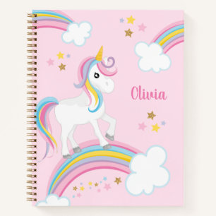 Magische regenboog Unicorn roze, speciaal voor Kin Notitieboek