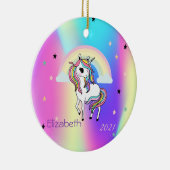 Magische regenboog Unicorn Stars Holographic Keramisch Ornament (Rechts)