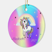 Magische regenboog Unicorn Stars Holographic Keramisch Ornament (Links)