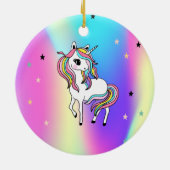Magische regenboog Unicorn Stars Holographic Keramisch Ornament (Achterkant)