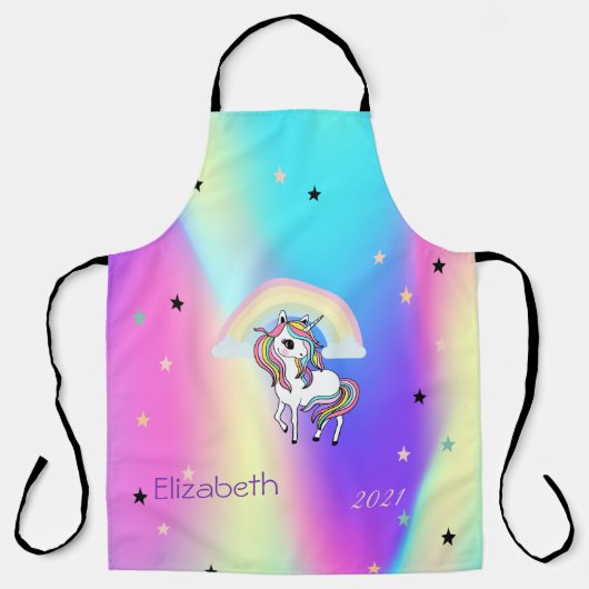 Magische regenboog Unicorn Stars Holographic Schort (Voorkant)