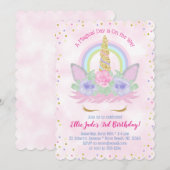 Magische regenboog Unicorn Waterverf Roze verjaard Kaart (Voorkant / Achterkant)