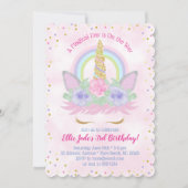 Magische regenboog Unicorn Waterverf Roze verjaard Kaart (Voorkant)