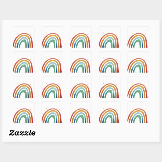 Magische Regenboog Vierkante Sticker (Vel)