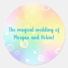 Magische regenboogbruiloft ronde sticker