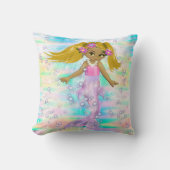 Magische regenboogbundels en Baby Zeemeermin Kussen (Voorkant)