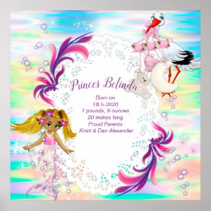 Magische regenboogbundels en Baby Zeemeermin Poster