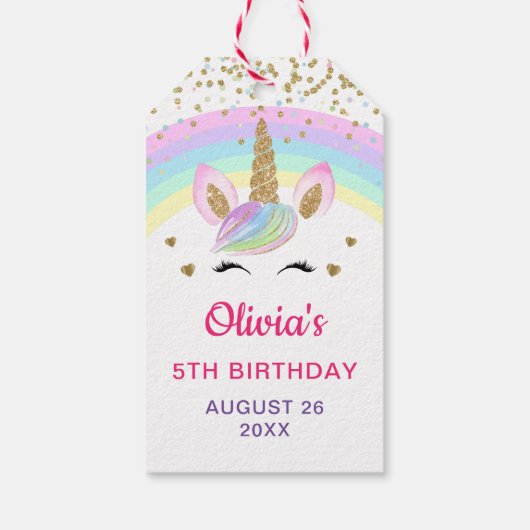 Magische regenbooggouden orn Birthday Dank u Cadeaulabel (Achterkant)