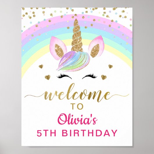 Magische regenbooggouden orn Birthday Welkom Poster (Voorkant)