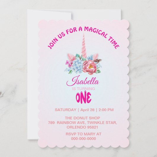 Magische regenbooggradiënt 1e verjaardagsfeest kaart (Voorkant)