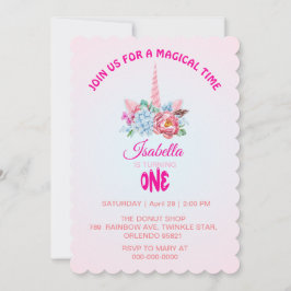 Magische regenbooggradiënt 1e verjaardagsfeest kaart