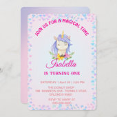 Magische regenbooggradiënt 1e verjaardagsfeest kaart (Voorkant / Achterkant)