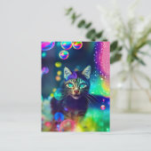 Magische regenboogkat - Briefkaart (Staand voorkant)