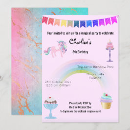 Magische regenboogontinktvissen Birthday Pink Kaart