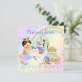 Magische regenboogprinses Castle Carriage Unicorn Kaart (Staand voorkant)