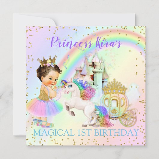Magische regenboogprinses Castle Carriage Unicorn Kaart (Voorkant)