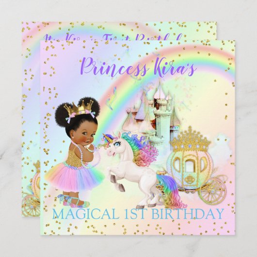 Magische regenboogprinses Castle Carriage Unicorn Kaart (Voorkant / Achterkant)