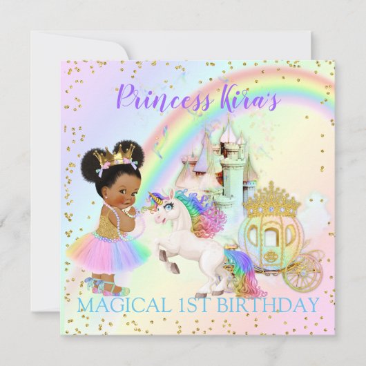 Magische regenboogprinses Castle Carriage Unicorn Kaart (Voorkant)