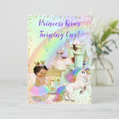 Magische regenboogprinses Castle Carriage Unicorn Kaart (Staand voorkant)