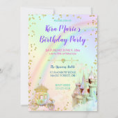 Magische regenboogprinses Castle Carriage Unicorn Kaart (Achterkant)