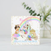 Magische regenboogprinses Castle Carriage Unicorn Kaart (Staand voorkant)