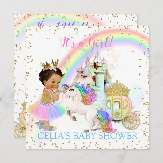 Magische regenboogprinses Castle Carriage Unicorn Kaart (Voorkant / Achterkant)