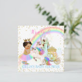 Magische regenboogprinses Castle Carriage Unicorn Kaart (Staand voorkant)