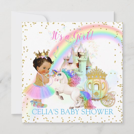 Magische regenboogprinses Castle Carriage Unicorn Kaart (Voorkant)