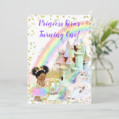 Magische regenboogprinses Castle Carriage Unicorn Kaart (Staand voorkant)