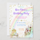 Magische regenboogprinses Castle Carriage Unicorn Kaart (Achterkant)
