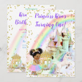 Magische regenboogprinses Castle Carriage Unicorn Kaart (Voorkant / Achterkant)