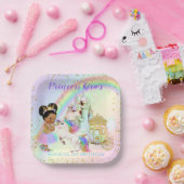Magische regenboogprinses Castle Carriage Unicorn Papieren Bordje (Feest)