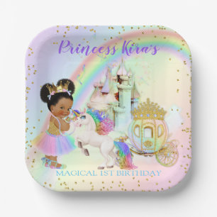 Magische regenboogprinses Castle Carriage Unicorn Papieren Bordje