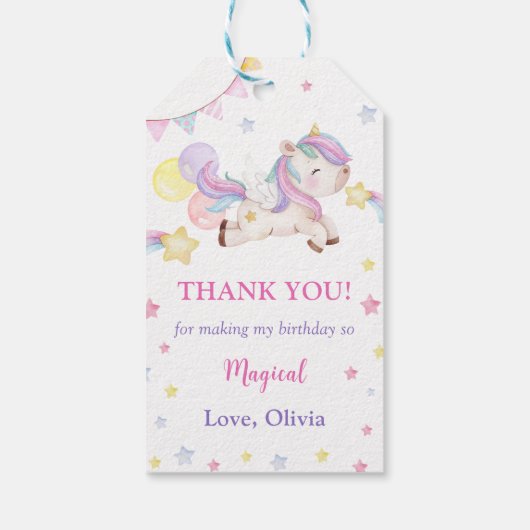 Magische regenboogstrijder Birthday Party Cadeaulabel (Achterkant)