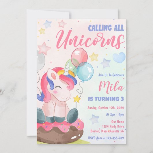 Magische regenboogstrijder Birthday Party Kaart (Voorkant)