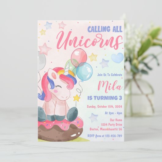 Magische regenboogstrijder Birthday Party Kaart (Staand voorkant)