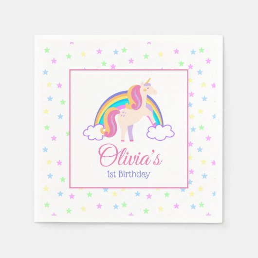 Magische regenboogstrijder Birthday Party Servet (Voorkant)