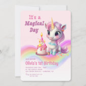 Magische regenboogunicorn 1e verjaardag kaart (Voorkant)