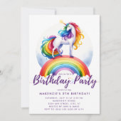 Magische regenboogunicorn Birthday-uitnodiging Kaart (Voorkant)