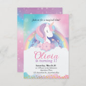Magische regenboogunicorn Birthday-uitnodiging Kaart (Voorkant / Achterkant)