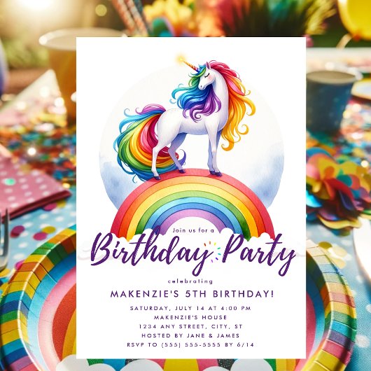 Magische regenboogunicorn Birthday-uitnodiging Kaart